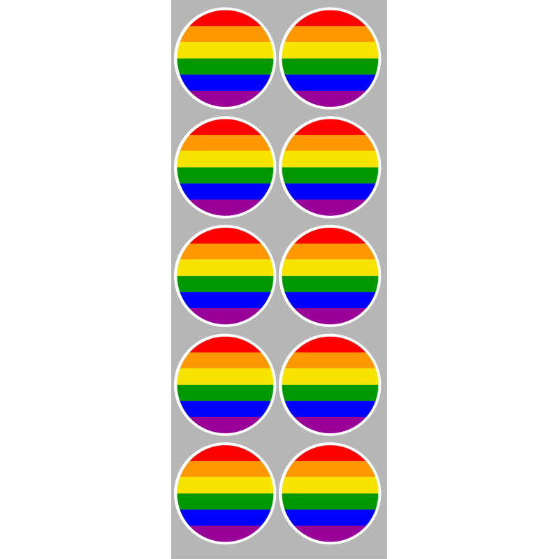 drapeau LGBT - 10 stickers de 5cm - Sticker/autocollant