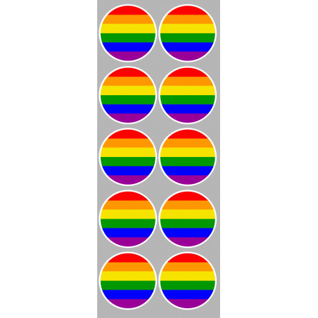  drapeau LGBT - 10 stickers de 5cm - Autocollant(sticker)