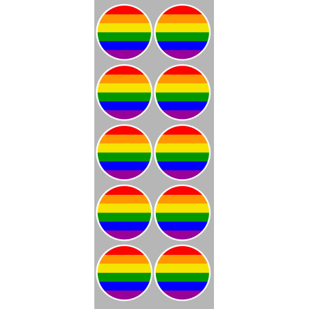 drapeau LGBT - 10 stickers de 5cm - Sticker/autocollant