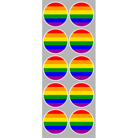  drapeau LGBT - 10 stickers de 5cm - Autocollant(sticker)