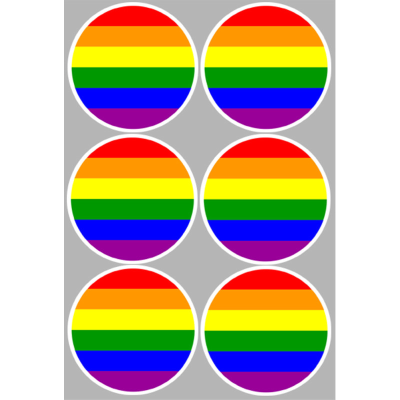 drapeau LGBT - 6 stickers de 9cm - Sticker/autocollant