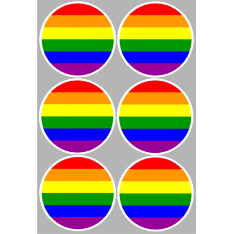  drapeau LGBT - 6 stickers de 9cm - Autocollant(sticker)