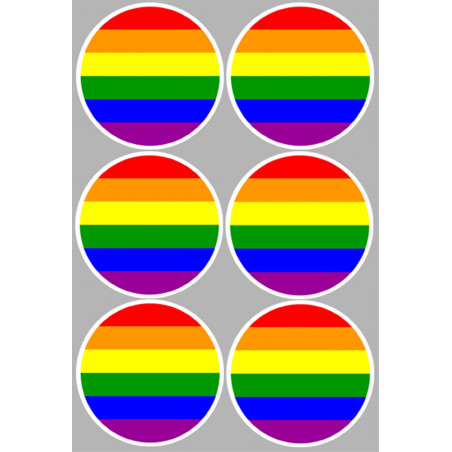  drapeau LGBT - 6 stickers de 9cm - Autocollant(sticker)