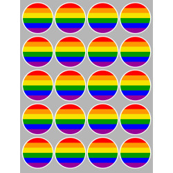 drapeau LGBT - 20 stickers de 5cm - Sticker/autocollant