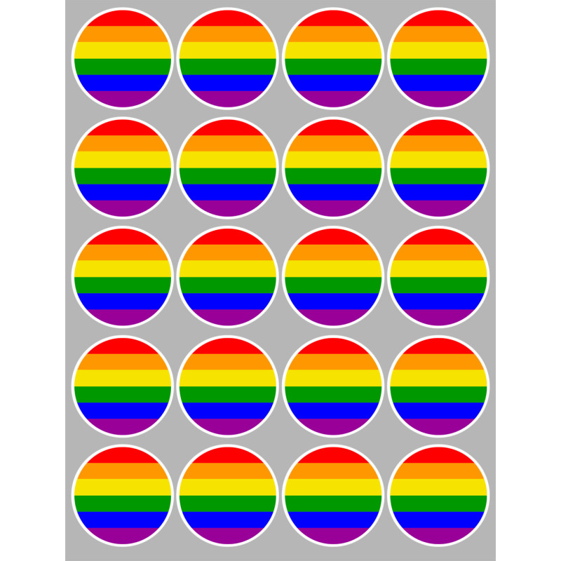 drapeau LGBT - 20 stickers de 5cm - Sticker/autocollant
