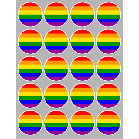  drapeau LGBT - 20 stickers de 5cm - Autocollant(sticker)