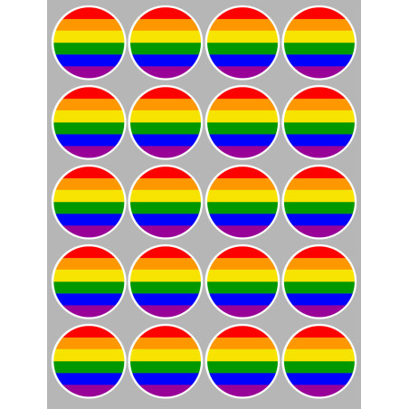 drapeau LGBT - 20 stickers de 5cm - Sticker/autocollant