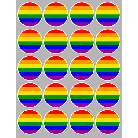  drapeau LGBT - 20 stickers de 5cm - Autocollant(sticker)