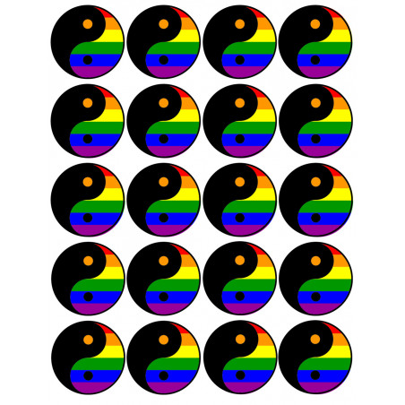 YIN YANG LGBT - 20 stickers de 5cm - Autocollant(sticker)