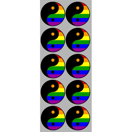 YIN YANG LGBT - 10 stickers de 5cm - Autocollant(sticker)