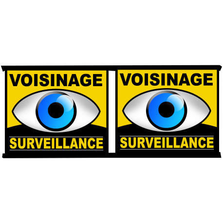 voisinage surveillance - 2fois 10cm - Autocollant(sticker)