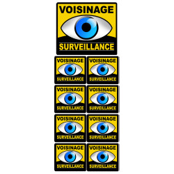 voisinage surveillance - 1fois 10cm - 8fois 5cm - Sticker/autocollant
