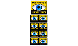 voisinage surveillance -  1 autocollant 10x10cm 8 autocollants 5x5cm - Autocollant(sticker)