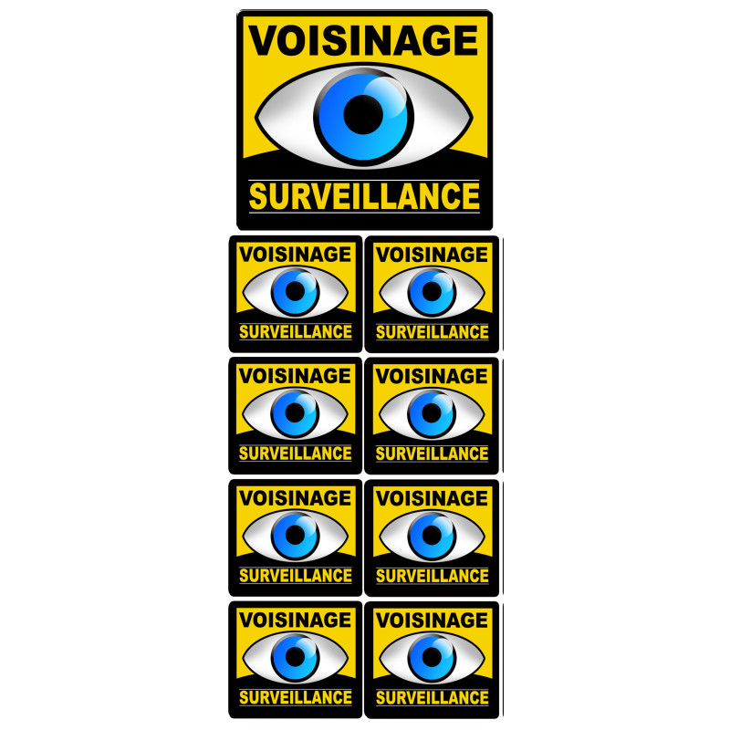 voisinage surveillance - 1fois 10cm - 8fois 5cm - Sticker/autocollant