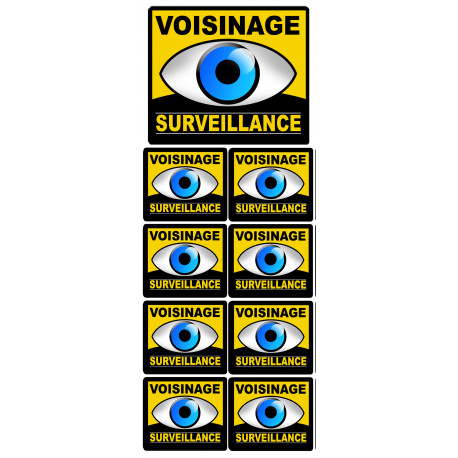 voisinage surveillance - 1fois 10cm - 8fois 5cm - Autocollant(sticker)