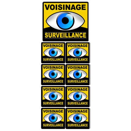 voisinage surveillance -  1 autocollant 10x10cm 8 autocollants 5x5cm - Autocollant(sticker)