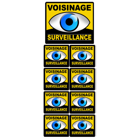 voisinage surveillance - 1fois 10cm - 8fois 5cm - Autocollant(sticker)