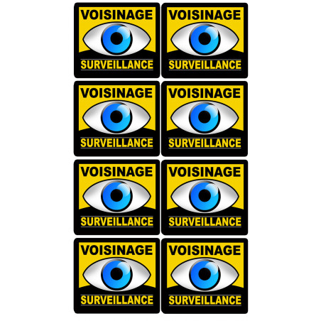 voisinage surveillance -  8 autocollants 5x5cm - Autocollant(sticker)