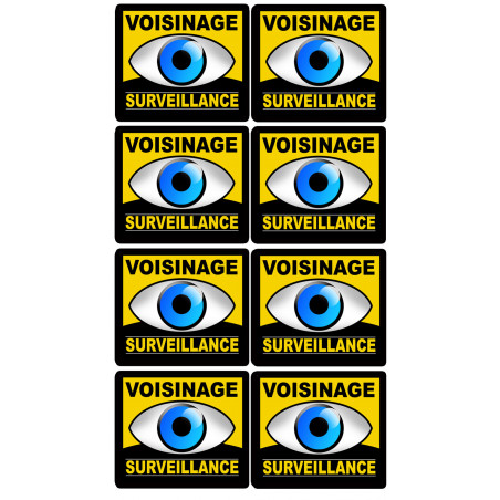 voisinage surveillance - 8fois 5cm - Autocollant(sticker)