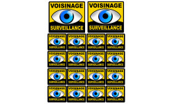 voisinage surveillance - 2 autocollants 10x10cm 16 autocollants 5x5cm - Autocollant(sticker)