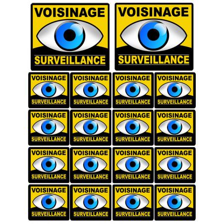 voisinage surveillance - 2fois 10cm - 16fois 5cm - Autocollant(sticker)