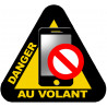 Smartphone - Danger au volant - 10x9.2cm - Autocollant(sticker)