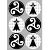Drapeau Triskèle et Hermine (6 fois 9cm) - Sticker/autocollant