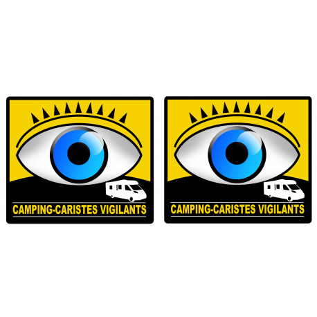 camping-caristes vigilants - 2 stickers de 10cm - Autocollant(sticker)