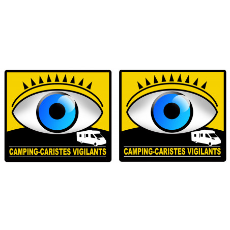 camping-caristes vigilants - 2 stickers de 10cm - Autocollant(sticker)