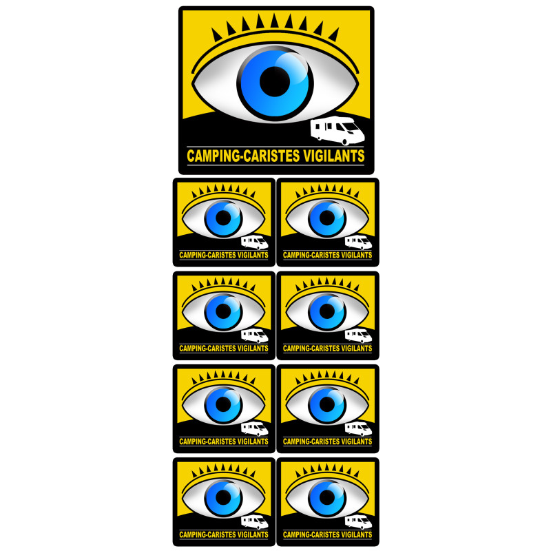 camping-caristes vigilants - 1 sticker 10cm / 8 stickers 5cm - Sticker
