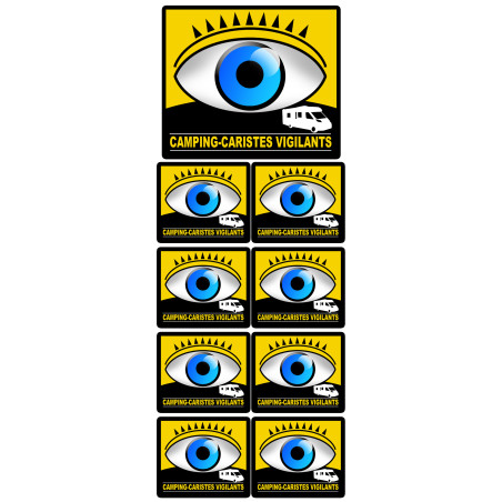 camping-caristes vigilants - 1 sticker 10cm / 8 stickers 5cm - Sticker