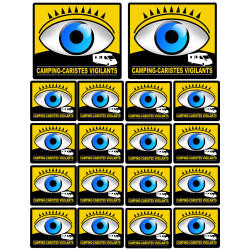 camping-caristes vigilants - 2 sticker 10cm / 16 stickers 5cm - Sticke