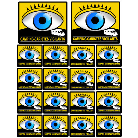 camping-caristes vigilants - 2 sticker 10cm / 16 stickers 5cm - Sticke
