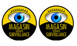 Magasin sous surveillance - 2 stickers 5x5cm - Autocollant(sticker)