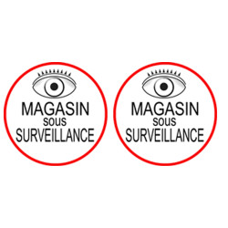 Magasin sous une surveillance - 2 stickers de 5x5cm - Sticker/autocoll