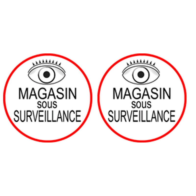 Magasin sous une surveillance - 2 stickers de 5x5cm - Sticker/autocoll