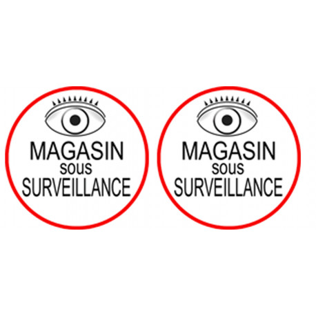 Magasin sous une surveillance - 2 stickers de 5x5cm - Autocollant(sticker)