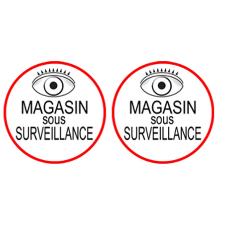 Magasin sous une surveillance - 2 stickers de 5x5cm - Sticker/autocoll