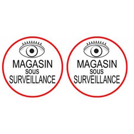 Magasin sous une surveillance - 2 stickers de 5x5cm - Autocollant(sticker)