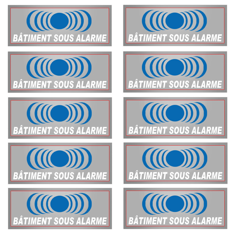 bâtiment sous protection - 10 stickers de 7x2.5cm - Sticker/autocolla