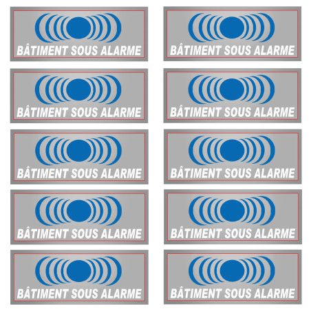 bâtiment sous protection - 10 stickers de 7x2.5cm - Sticker/autocolla