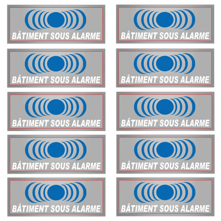 bâtiment sous protection - 10 stickers de 7x2.5cm - Autocollant(sticker)