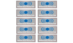 maison sous protection - 10 stickers de 7x2.5cm - Autocollant(sticker)