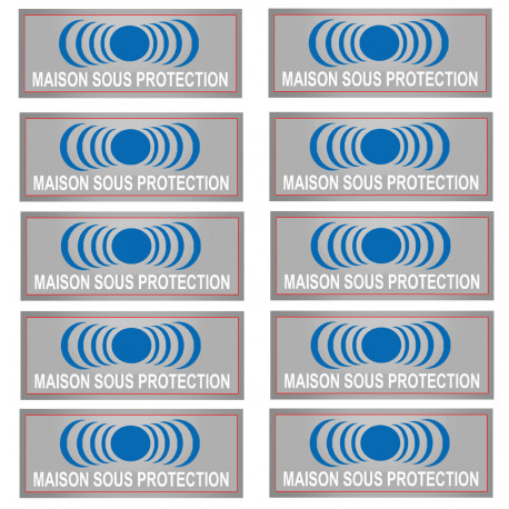 maison sous protection - 10 stickers de 7x2.5cm - Autocollant(sticker)