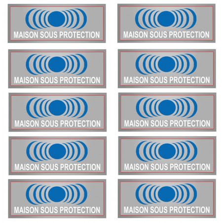 maison sous protection - 10 stickers de 7x2.5cm - Autocollant(sticker)