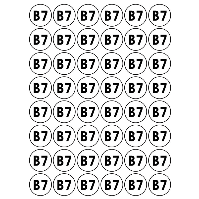 Série B7 - 48 stickers de 2.8cm - Sticker/autocollant