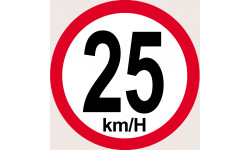 Disque de vitesse 25Km/H bord rouge - 15cm - Autocollant(sticker)