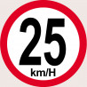 Disque de vitesse 25Km/H bord rouge - 15cm - Autocollant(sticker)