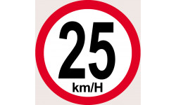 Disque de vitesse 25Km/H bord rouge - 20cm - Autocollant(sticker)