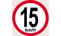 Disque de vitesse 15Km/H bord rouge - 10cm - Autocollant(sticker)